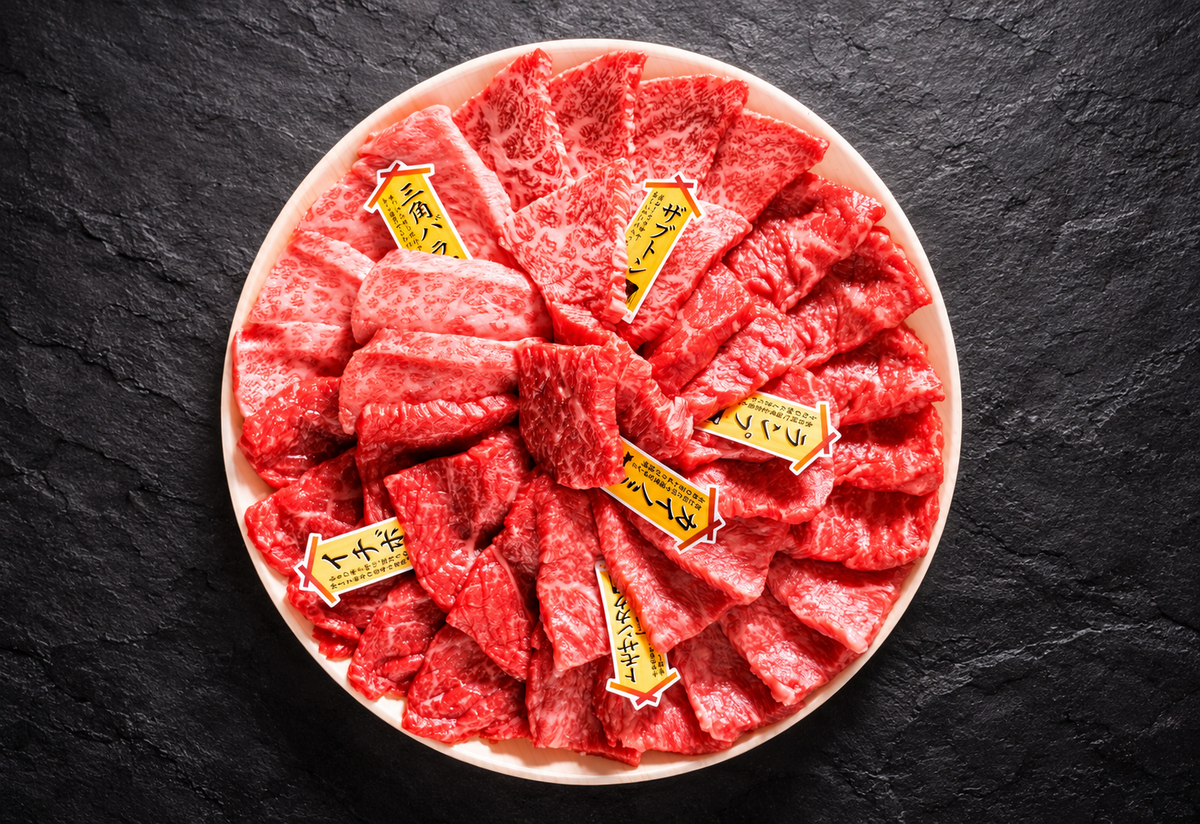焼肉セットB 盛り合わせ｜チャコール背景